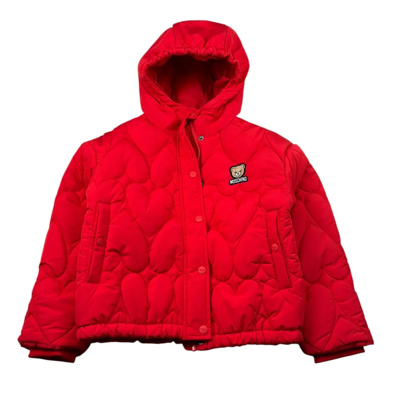 Moschino Giubbino tinta unita con Cappuccio Rosso per Bambino