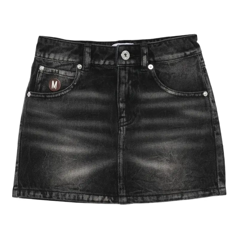 Moschino Gonna In Denim tinta unita Nero per Bambina