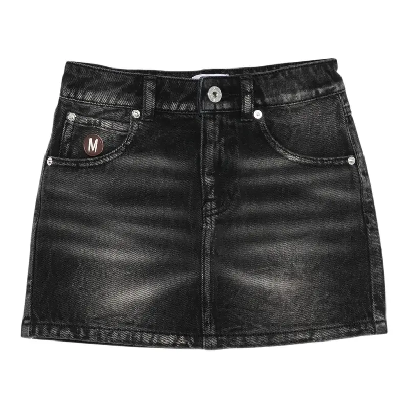 Moschino Gonna In Denim tinta unita Nero per Bambina