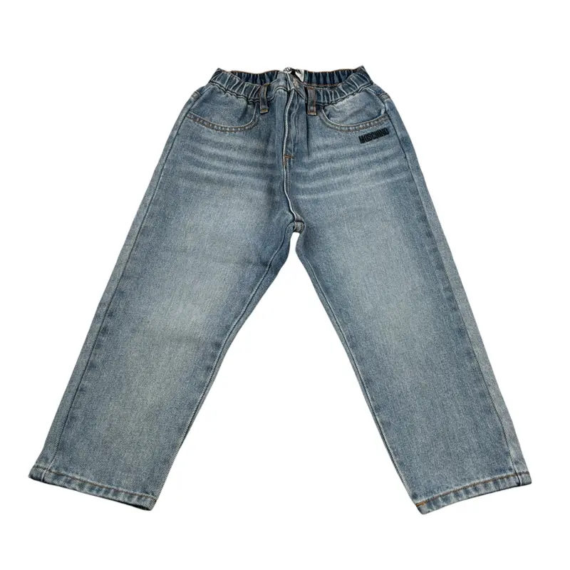 Moschino Jeans tinta unita con Elastico In Vita Azzurro per Bambino