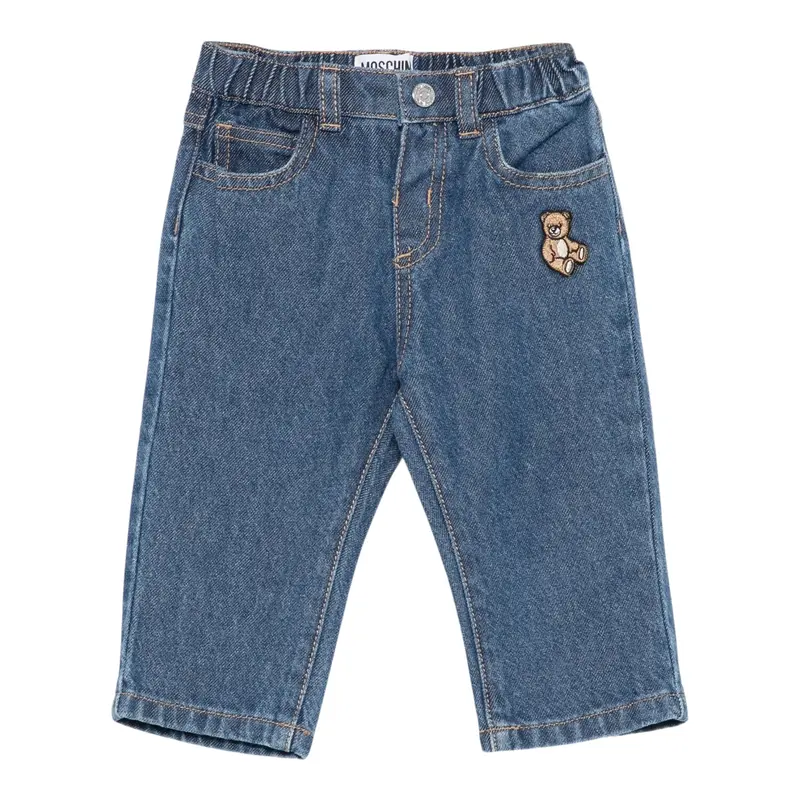 Moschino Jeans tinta unita con Elastico In Vita Blu per Neonato