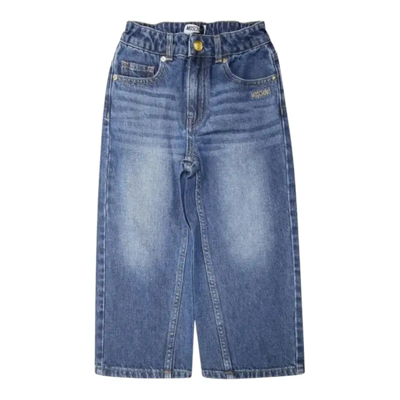 Moschino Jeans tinta unita con Girovita Regolabile Blu per Bambina
