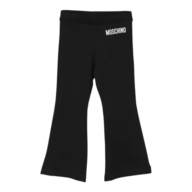 Moschino Leggins Modello Zampa con Logo Nero per Bambina