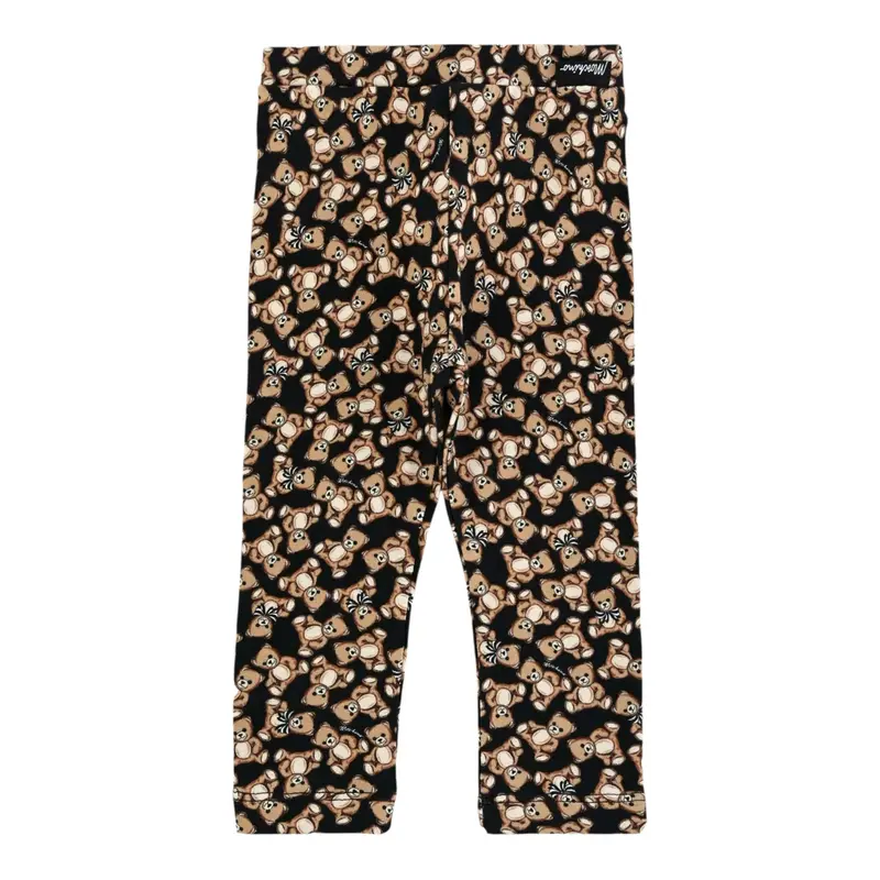 Moschino Leggins tinta unita con Loghi Nero per Neonata