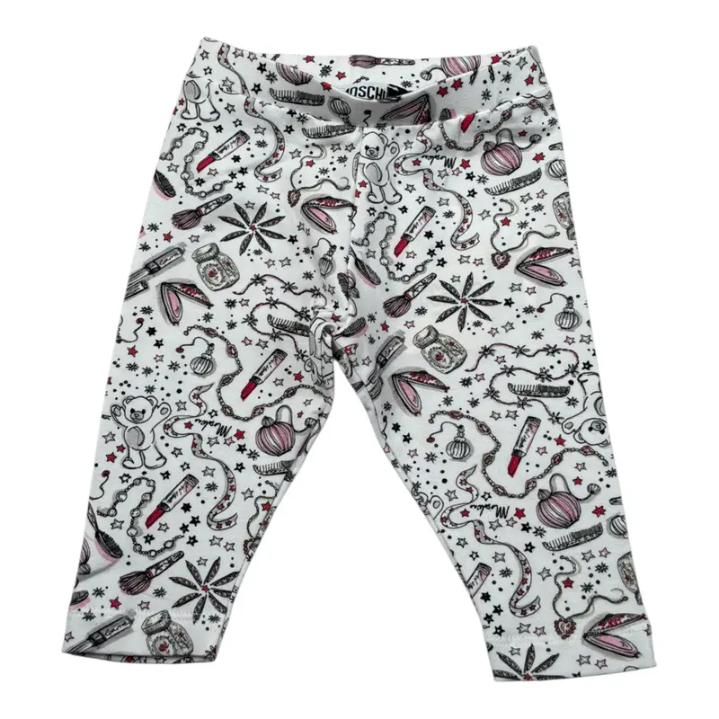 Moschino Leggins tinta unita con Stampa Bianco per Neonata