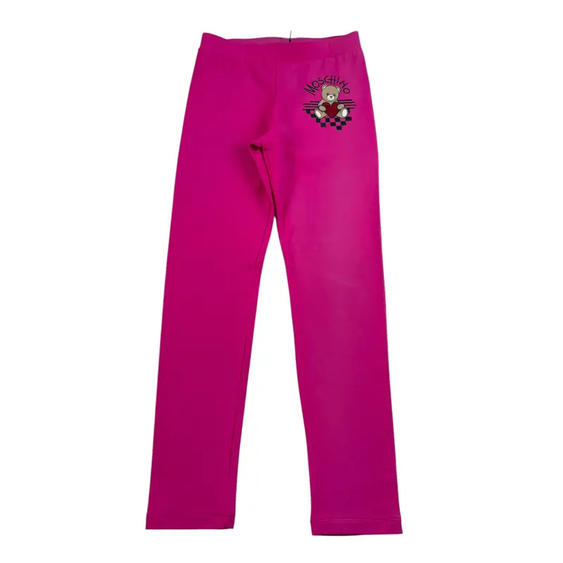 Moschino Leggins tinta unita con Stampa Fuxia per Bambina
