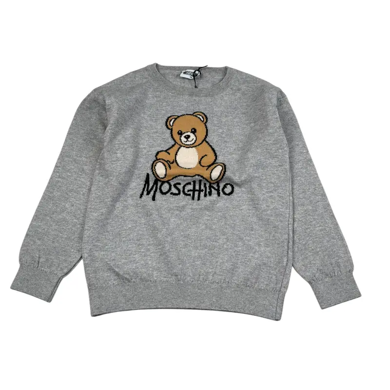 Moschino Maglia tinta unita Girocollo con Stampa Grigio per Bambino