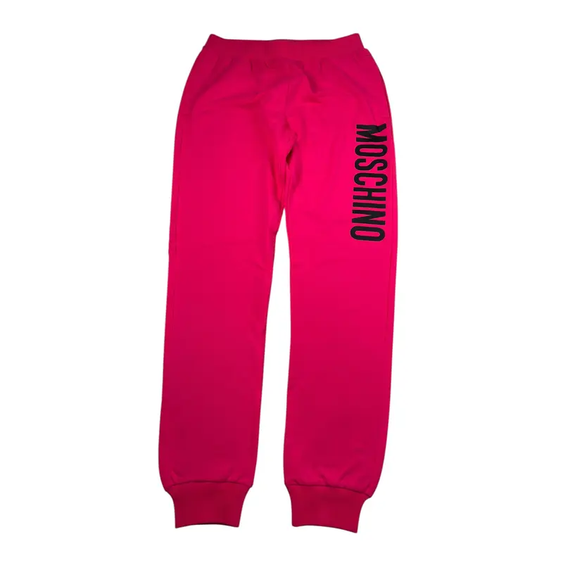 Moschino Pantalone Modello Tuta tinta unita con Stampa Fuxia per Bambina