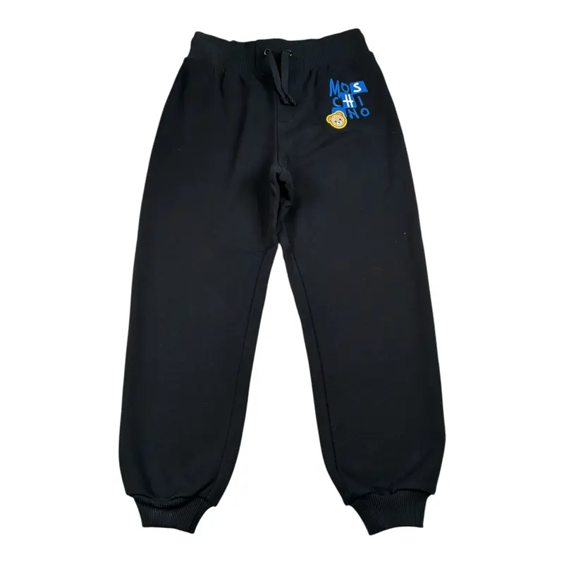 Moschino Pantalone Modello Tuta tinta unita con Stampa Nero per Bambino
