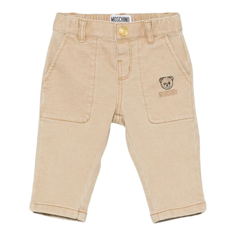 Moschino Pantalone tinta unita con Tasche Beige per Neonato