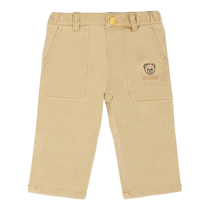 Moschino Pantalone tinta unita con Tasche Beige per Neonato