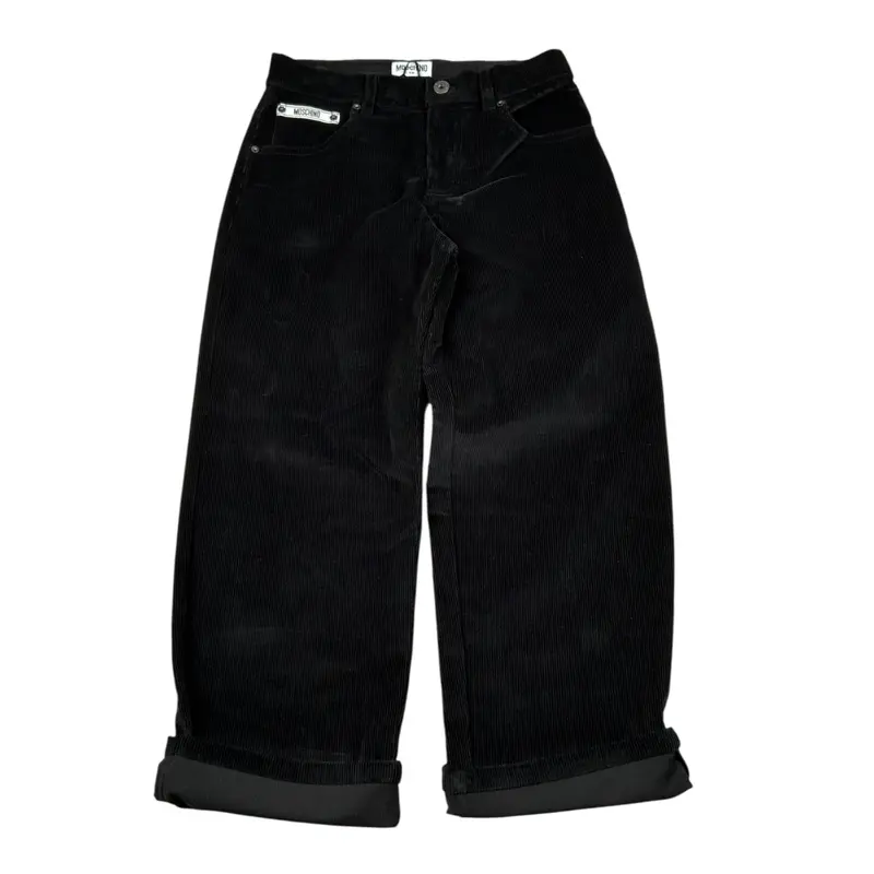 Moschino Pantalone tinta unita In Velluto Nero per Bambina