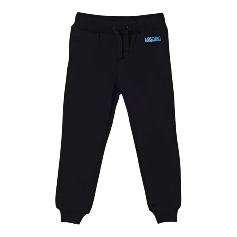 Moschino Pantalone Tuta Tinta Nita con Logo Nero per Bambino