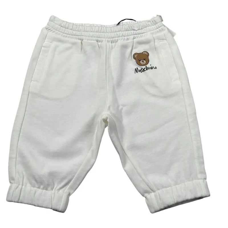 Moschino Pantalone Tuta tinta unita con Logo Bianco per Neonato
