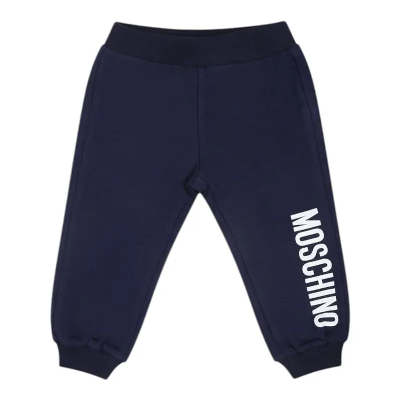 Moschino Pantalone Tuta tinta unita con Logo Blu per Neonato