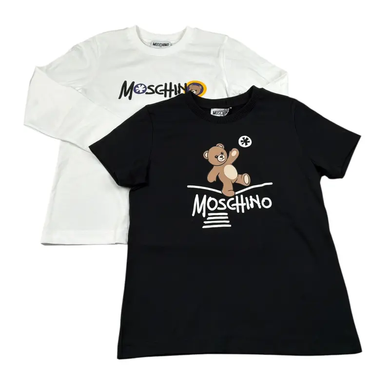 Moschino Set 2 Pezzi T-Shirt-Shirt Bicolore Bianco/Nero per Bambino