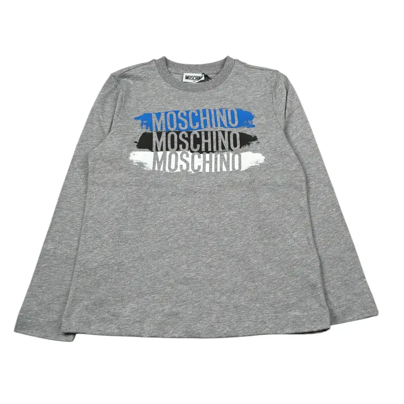 Moschino Shirt Girocollo Tintau Nita con Logo Grigio per Bambino