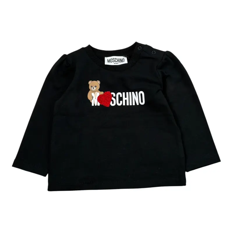 Moschino Shirt tinta unita con Stampa Nero per Neonata