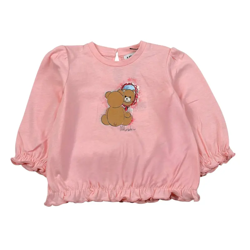 Moschino Shirt tinta unita con Stampa Rosa per Neonata