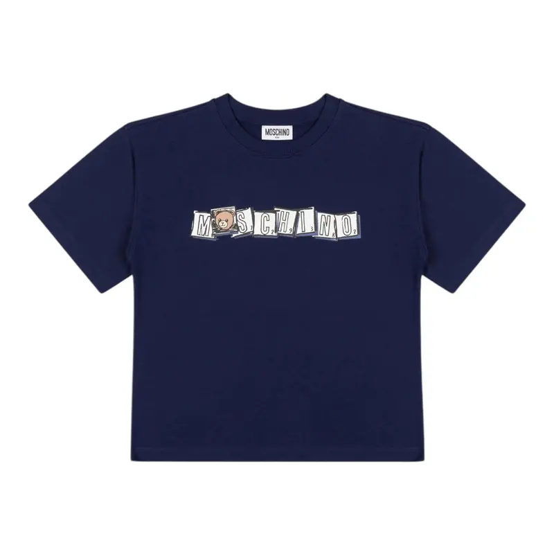 Moschino T-Shirt Girocollo tinta unita Blu per Bambino