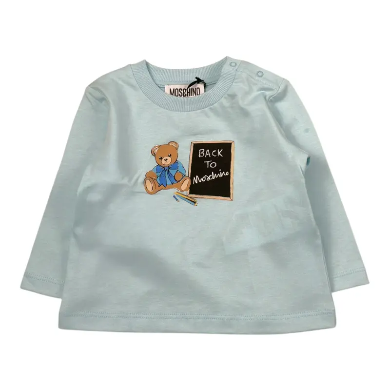 Moschino T-Shirt tinta unita con Stampa Azzurro per Neonato
