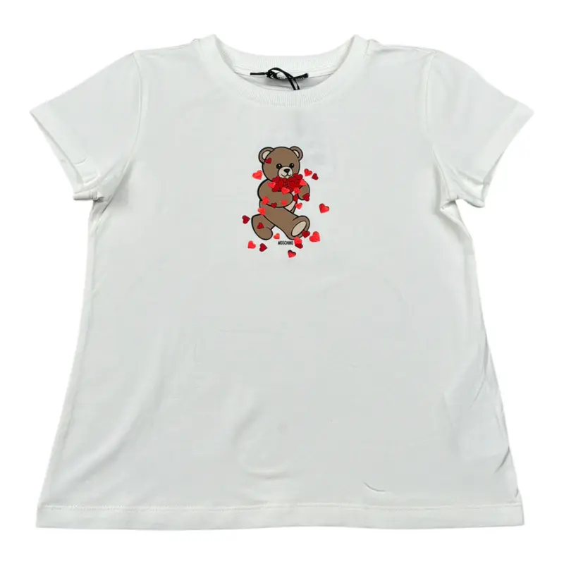 Moschino T-Shirt tinta unita con Stampa Bianco per Bambina