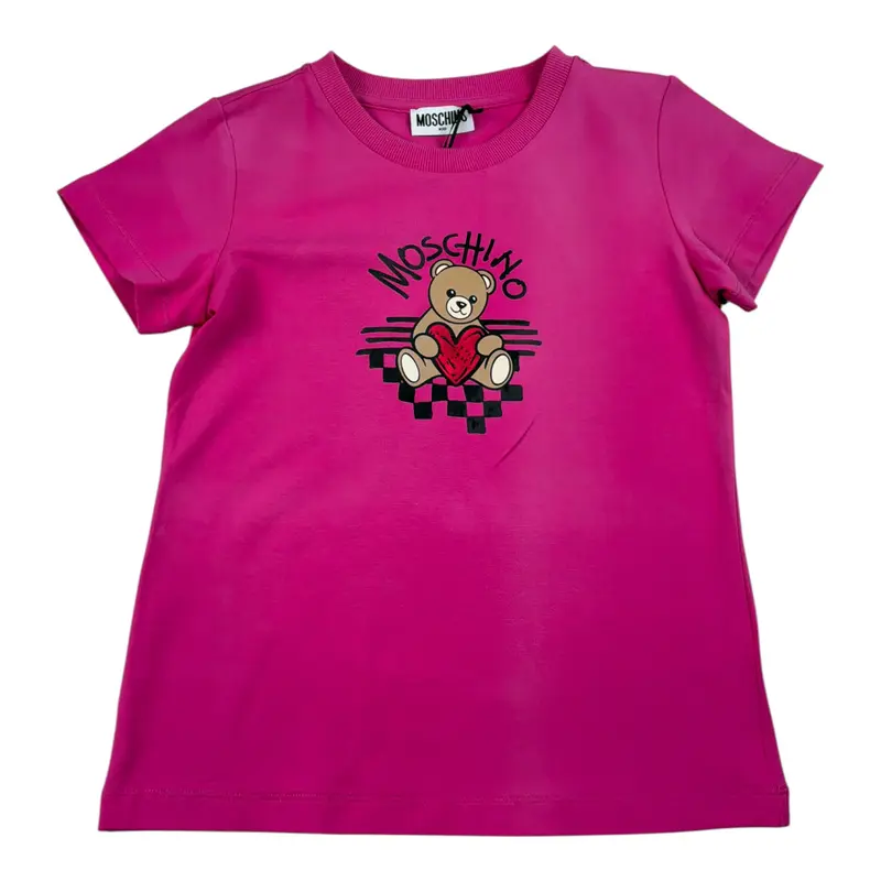 Moschino T-Shirt tinta unita con Stampa Magenta per Bambina