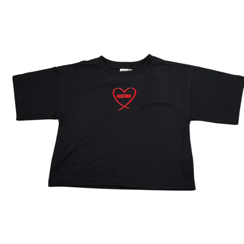 Moschino T-Shirt tinta unita con Stampa Nero per Bambina