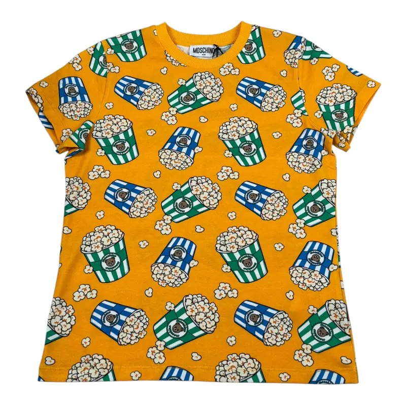 Moschino T-Shirt tinta unita con Stampa Ocra per Bambino