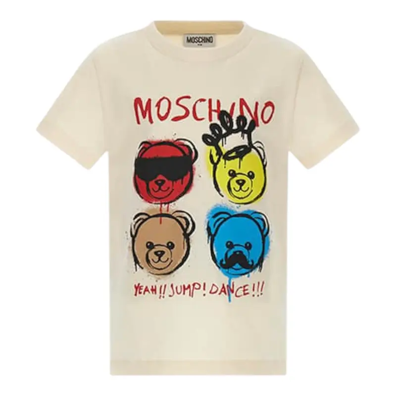 Moschino T-Shirt tinta unita con Stampa Panna per Bambino