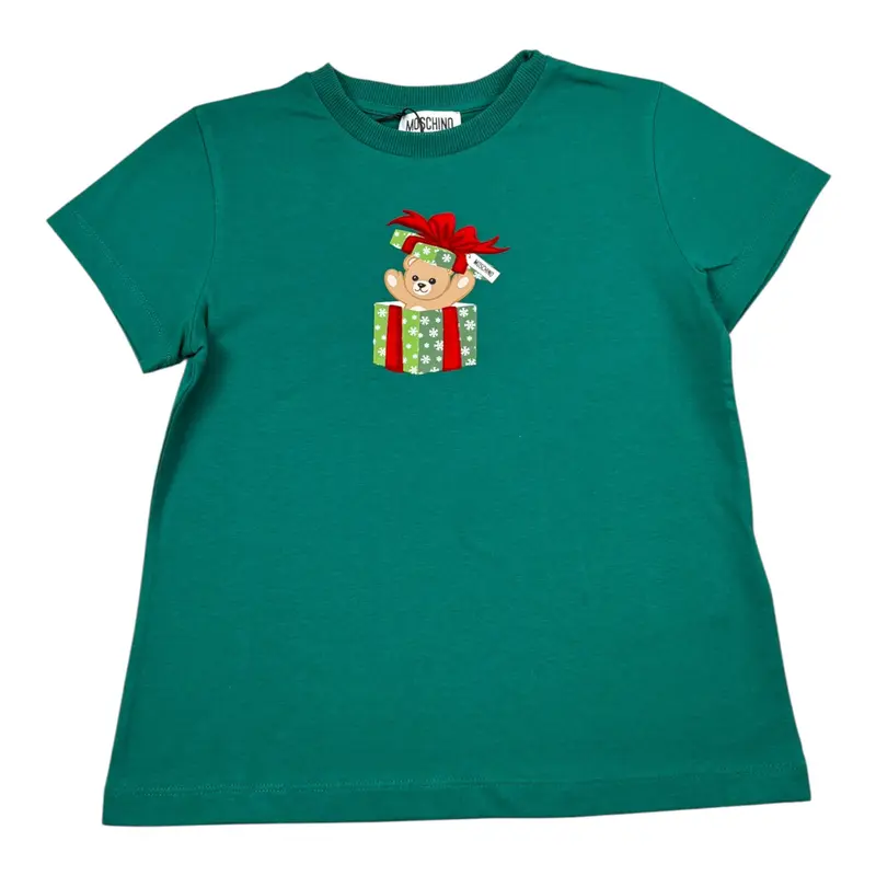 Moschino T-Shirt tinta unita con Stampa Verde per Bambino