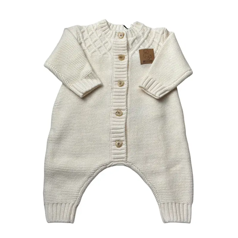 Moschino Tutina Manica Lunga tinta unita Panna per Neonato