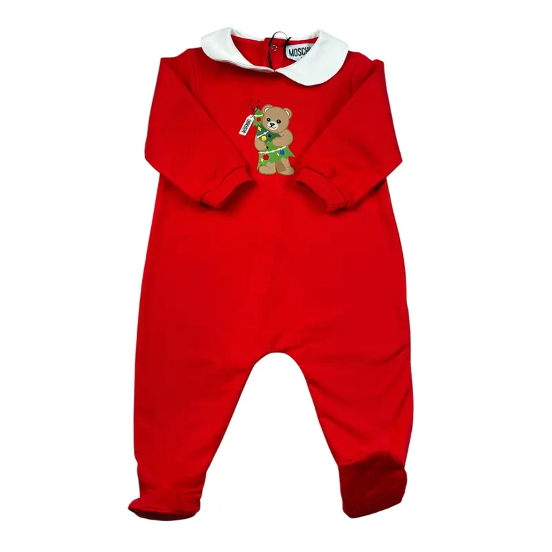 Moschino Tutina Manica Lunga tinta unita Rosso per Neonato