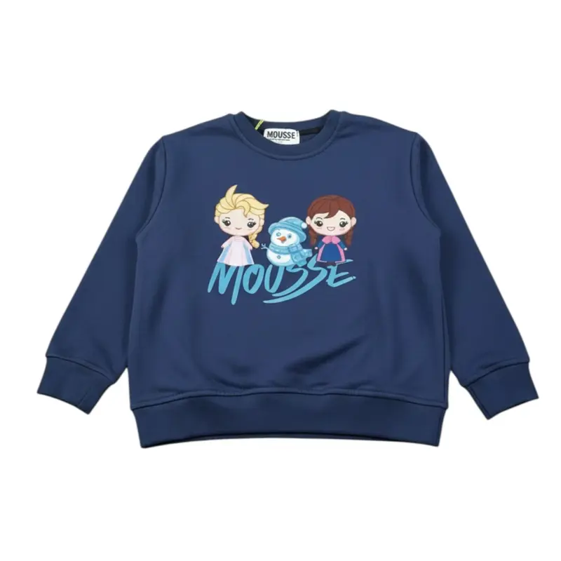 Mousse Felpa Chiusa Girocollo tinta unita Blu per Bambina