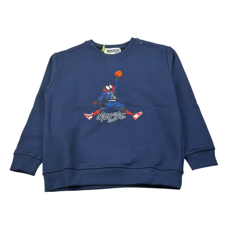 Mousse Felpa Xhiusa Girocollo con Stampa Blu per Bambino