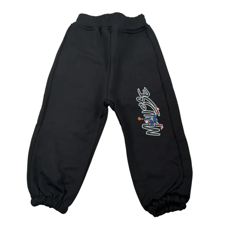 Mousse Pantalone tinta unita con Logo Nero per Neonato