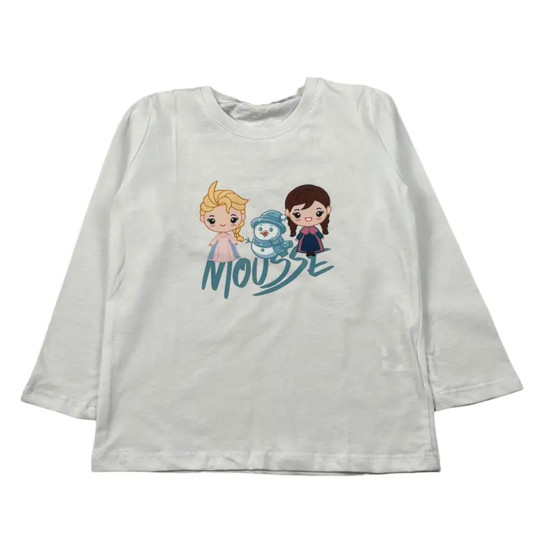 Mousse Shirt Girocollo tinta unita con Frozen Bianco per Neonata