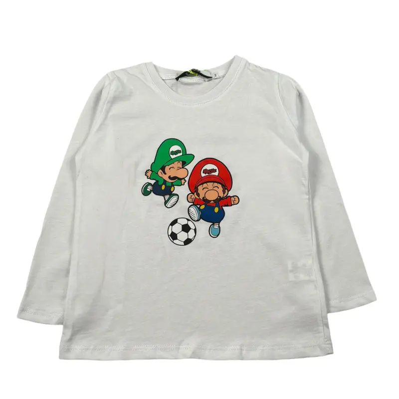 Mousse Shirt Girocollo tinta unita con Stampa Bianco per Neonato