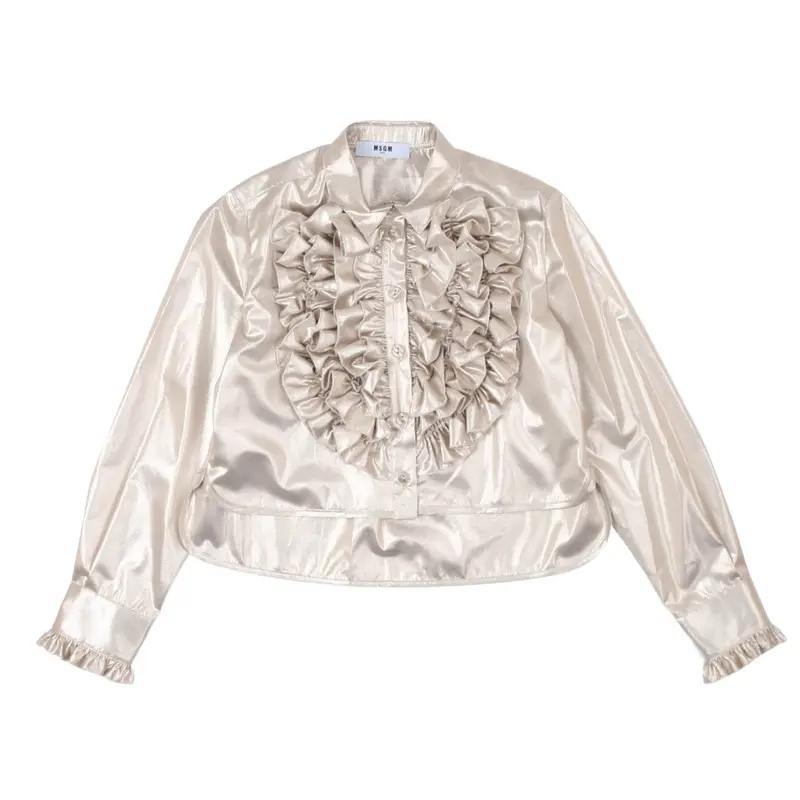 MSGM Camicia Jacquard crema bambina ragazza