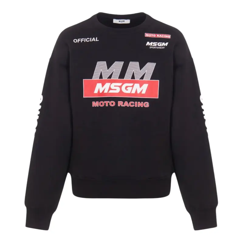 Msgm Felpa tinta unita Girocollo con Stampa Nero per Bambina
