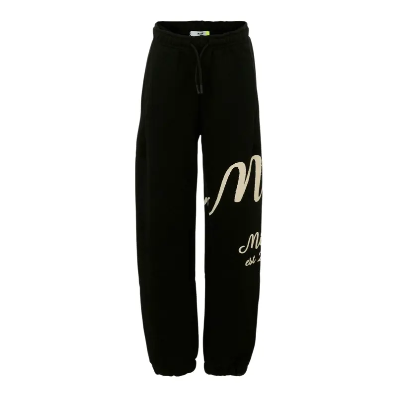 Msgm Pantalone Modello Tuta tinta unita con Stampa Nero per Bambina