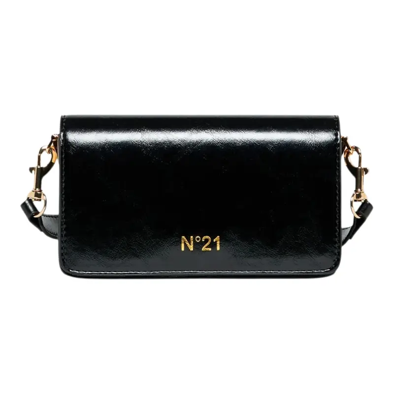 N°21 Borsa tinta unita con Logo Nero per Bambina