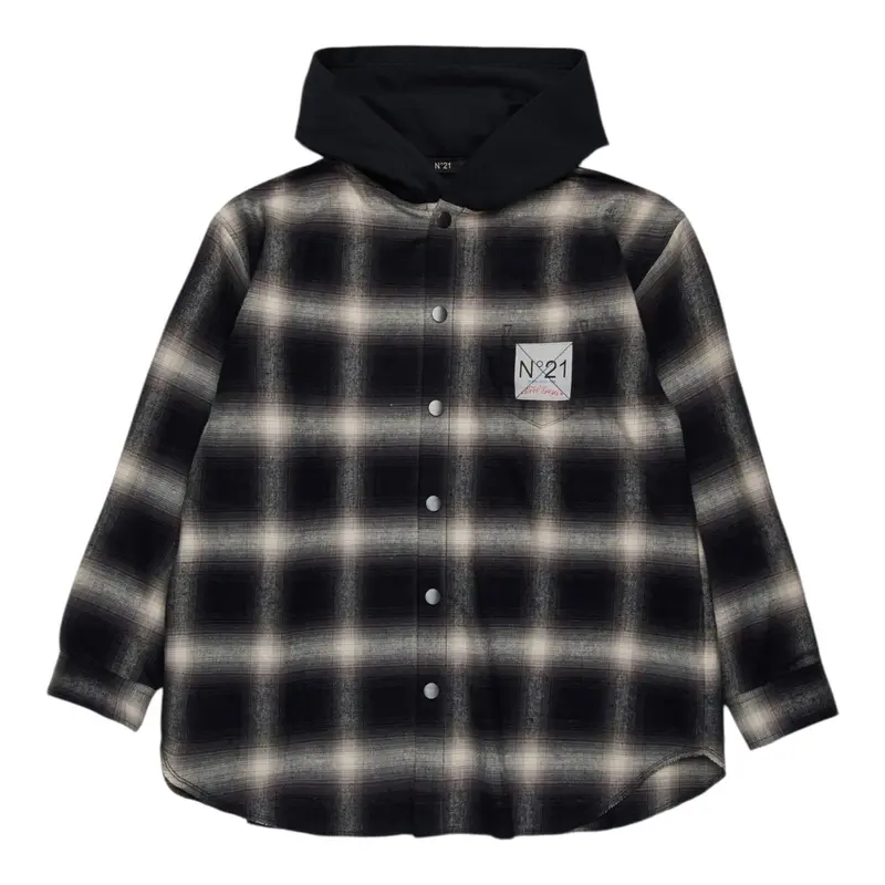N°21 Camicia Manica Lunga con Cappuccio Nero per Bambino