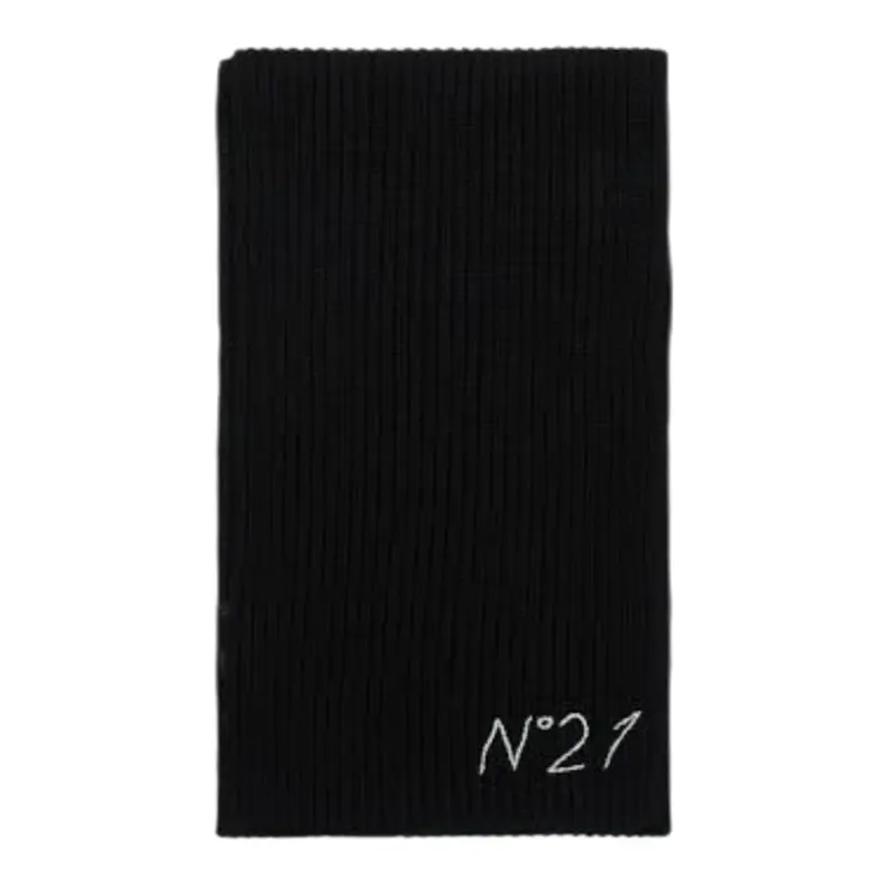 N°21 Sciarpa tinta unita con Logo Nero per Bambina