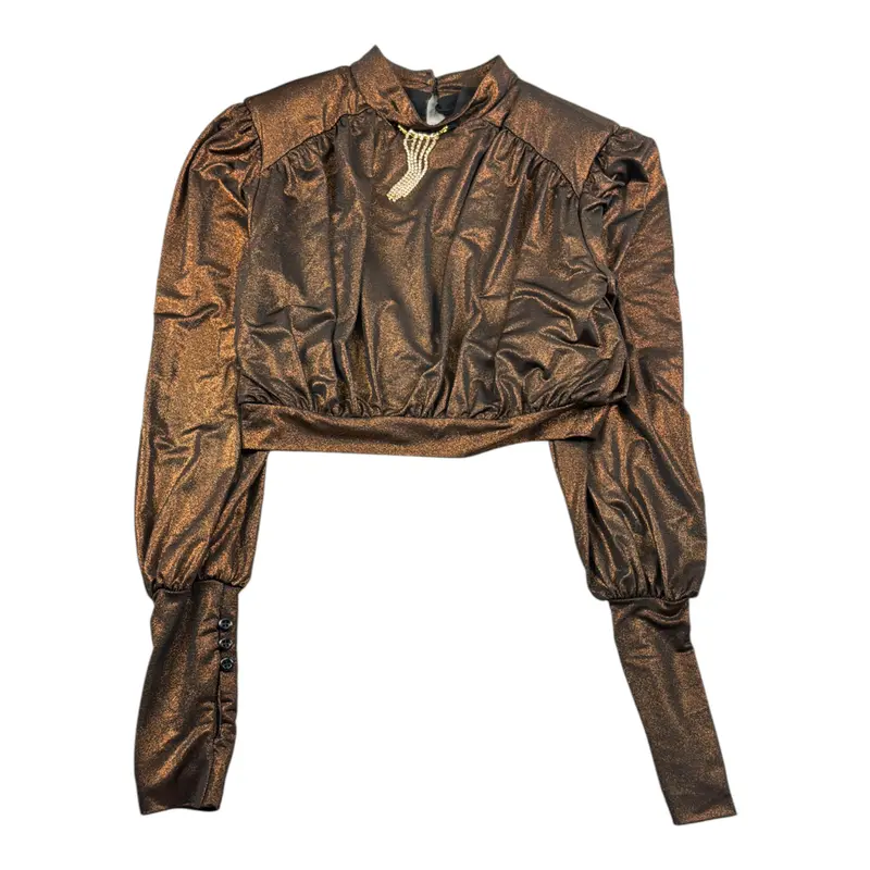 Naice Camicia tinta unita con Applicazioni Bronzo per Bambina