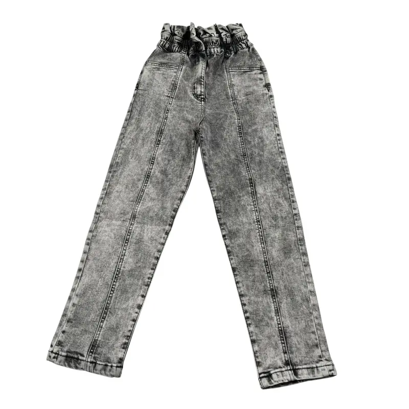 Naice Jeans tinta unita con Elastico In Vita Nero per Bambina