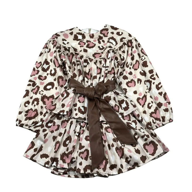 Naida Abito Manica Lunga Stamoa Fantasia Beige per Bambina