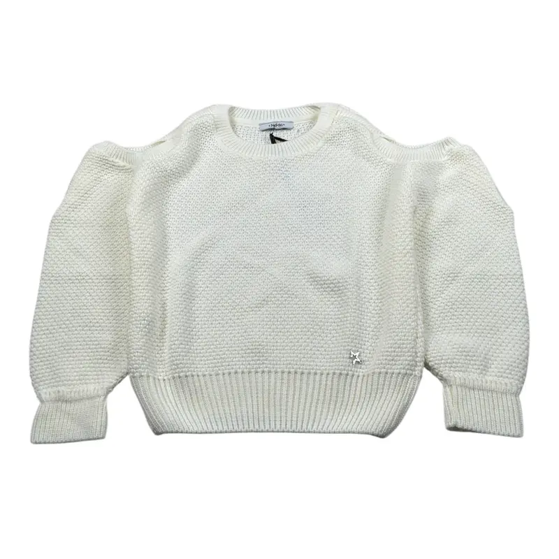 Naida Maglia Girocollo tinta unita con Scollo Spalle Panna per Bambina