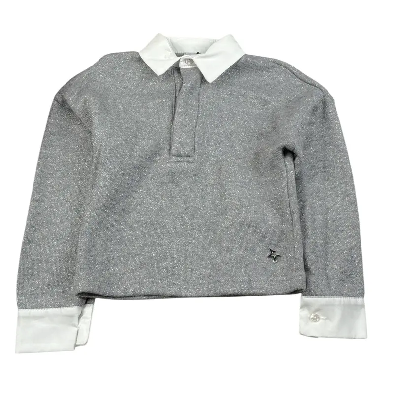 Naida Maglia tinta unita con Profili Camicia Grigio per Bambina