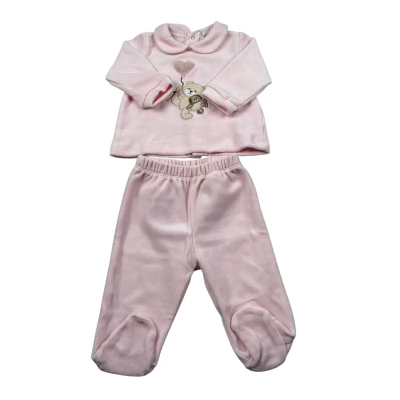 Nanan Completo 2 Pezzi Maglia-Ghettina tinta unita Rosa per Neonata